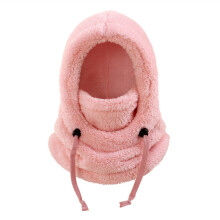 3-in-1 Winter Fleece Balaclava Hat, Windproof Ski Mask & Neck Warmer, Adjustable Hooded Beanie (Pink), compatible with cold weather