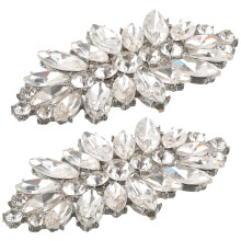 Shoe Clips Silver Rhinestone 1 Pair 2.4x1.4x0.4In