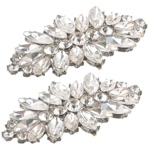 Shoe Clips Silver Rhinestone 1 Pair 2.4x1.4x0.4In