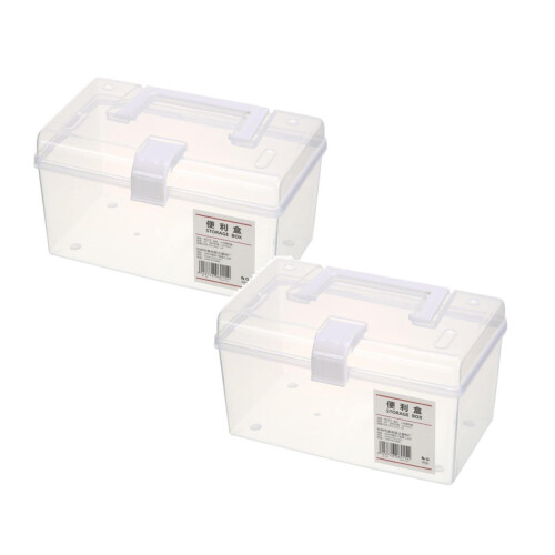 2 PCS Transparent Stackable Storage Bins with Latching Lids & Handles, Compatible with A4 Paper/Photos (White)