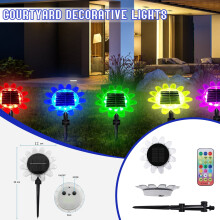 Solar-Powered Ground-Mounted RGB LED Light with Remote & Stake – Waterproof Outdoor Garden, Pool, Courtyard, Street Light – Compatible with
