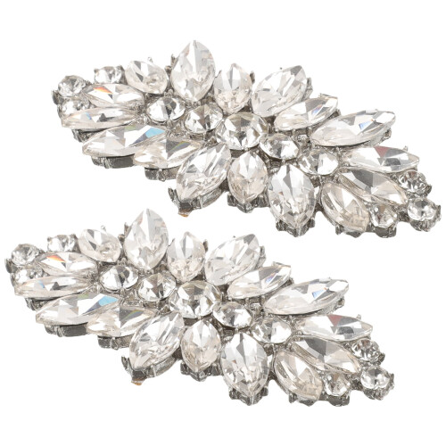 Shoe Clips Silver Rhinestone Pair 2.4x1.4x0.4 in 2