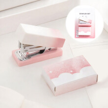 Pretty Pink Mini Desktop Stapler With Non-Slip Base - Cute Office/Student Tool Includes 400 Staples & Comfortable Grip