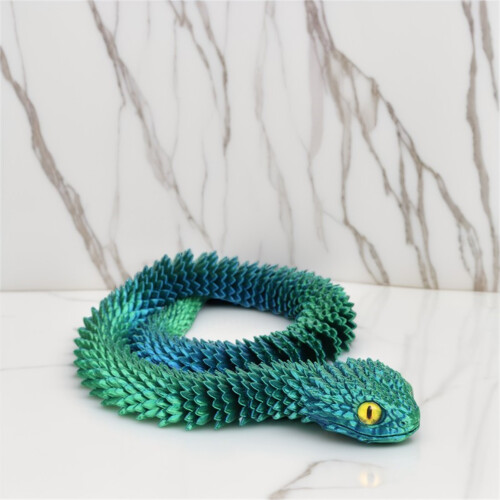(Blue Green, 45cm) 3D Printed Snake Toy - Multi-Jointed Desktop Decor 1