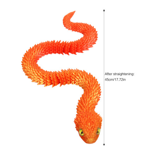(Red Gold, 45cm) 3D Printed Snake Toy - Multi-Jointed Desktop Decor 2