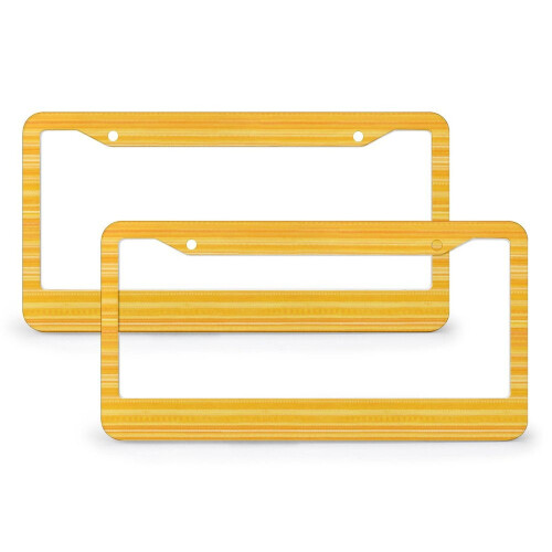 Yellow Striped Aluminum License Plate Frame 2-Pack