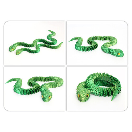 (Yellow-green, 45cm) 3D Printed Snake Toy - Multi-Jointed Desktop Decor