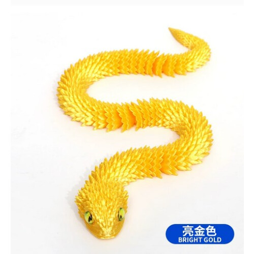 (Shiny Gold, 73CM) 3D Printed Snake Toy - Multi-Jointed Desktop Decor