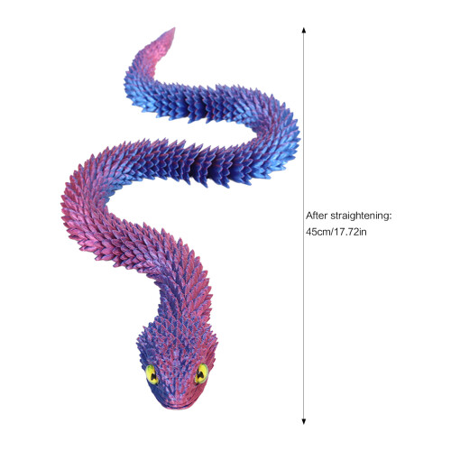 (Red And  Blue, 45cm) 3D Printed Snake Toy - Multi-Jointed Desktop Decor 1