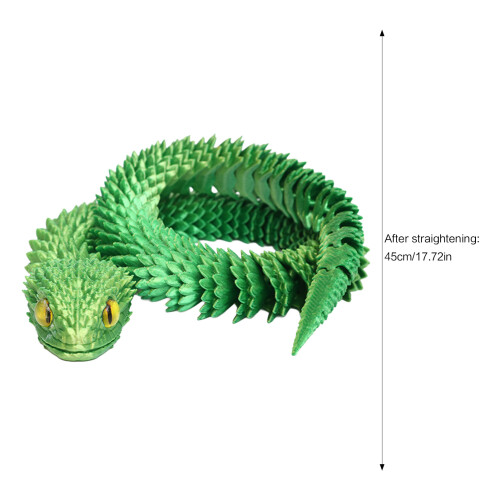 (Yellow-green, 45cm) 3D Printed Snake Toy - Multi-Jointed Desktop Decor 1