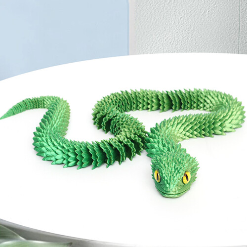 (Yellow-green, 45cm) 3D Printed Snake Toy - Multi-Jointed Desktop Decor 2