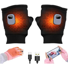 Rechargeable Heated Gloves with Digital Display, Portable Heating Gloves for Work Cycling Skiing Outdoor Activities