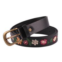 COMEET Belt,Adult Waist Belt with Embroidery Flower Luxurious Chinese PU Waist Belt for Women Coat Dress Adjustable Length