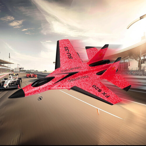 RC Glider Airplane with LED Lights 2.4GHz Red