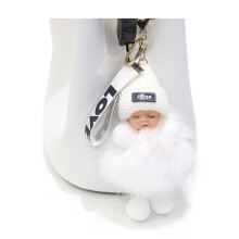 Plush Keychain Sleeping Baby Handbag Charm Decorations Pendant Soft Lovely Keyring Clip for Backpacks Phones Kids Gift
