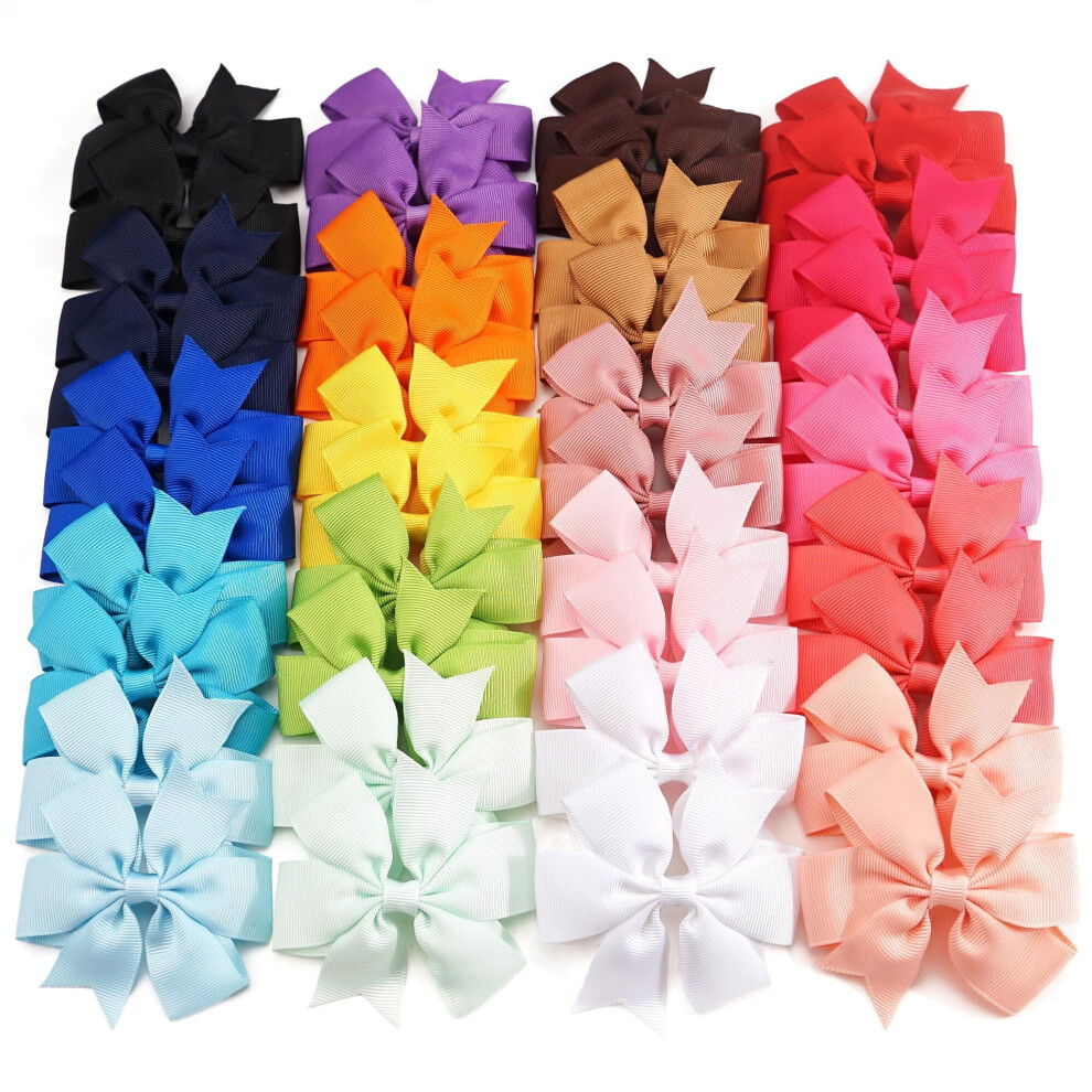 Unisex 40Pcs 3 Inch Boutique Grosgrain Ribbon Pinwheel Hair Bows Alligator Clips For Girls Toddlers Accessories Teens Gifts In Pairs