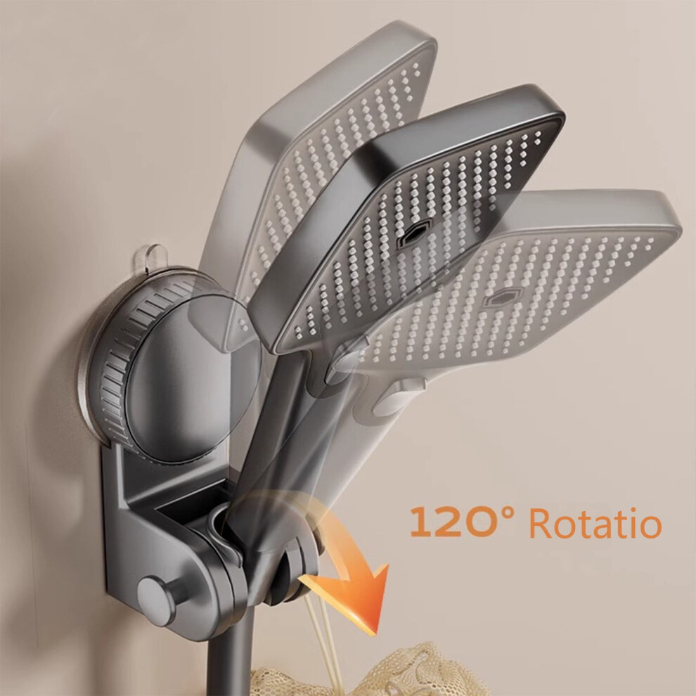 Aurorax Shower Head Holder For Hand Held,Adjustable Angle Wall Mount Gray Shower Head Holder With Suction Cup Easy Release Easy To Install 9558830278508
