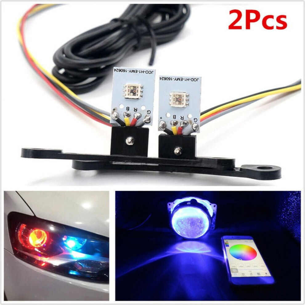 2X Rgb Led Devil Demon Eyes Bulbs Bluetooth App Control Head Retrofit Light 9558830277990