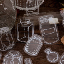 30 Stück transparente Flaschenförmige PET-Aufkleber für Scrapbooking & Tagebücher