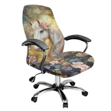 Horse Flower Print Office Chair Cover 1 Piece, Washable Stretchable Computer Chair Slipcover Spandex Fabric, Home Office Decor