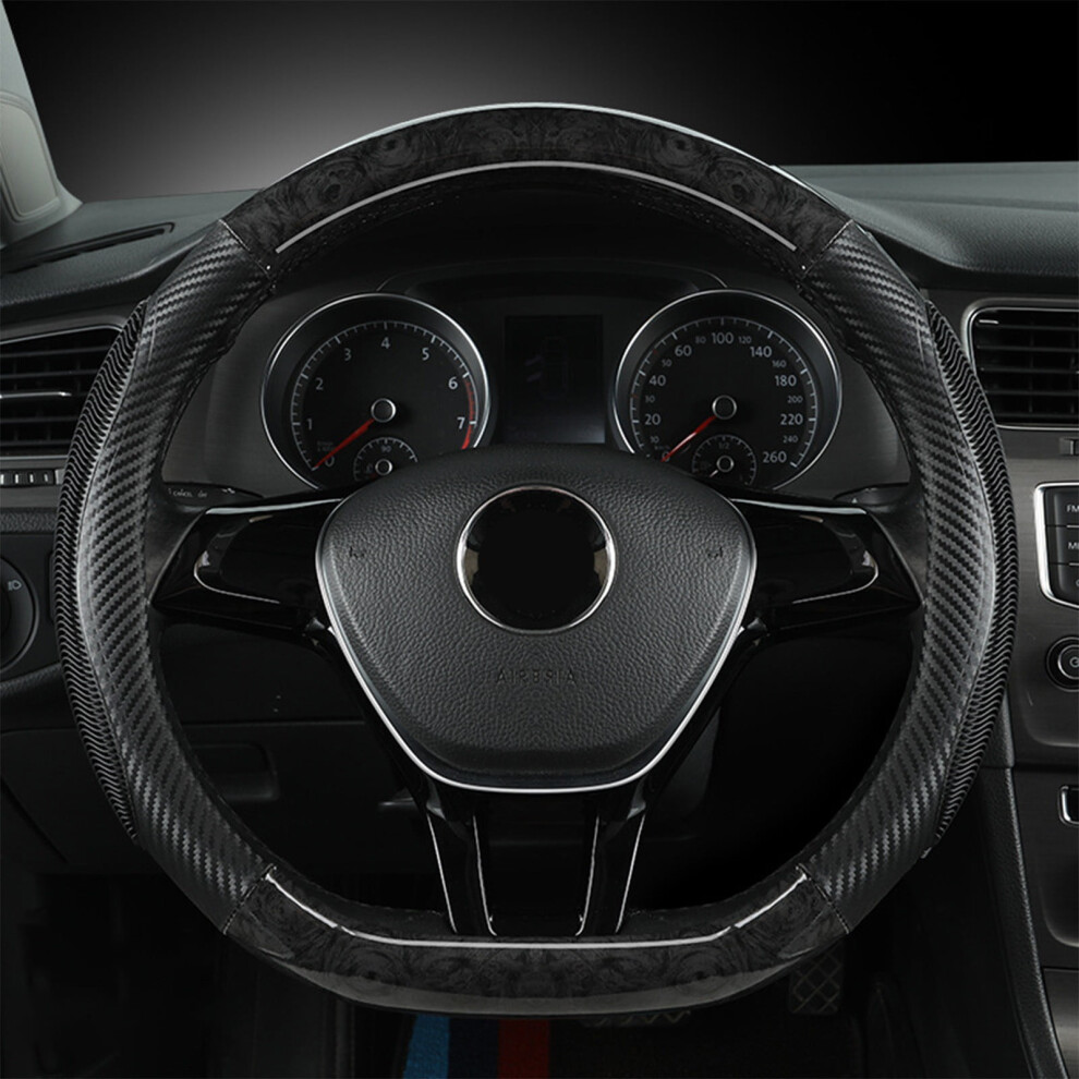 D Shape Steering Wheel Cover Wood Breathable Non Slip Grip Sweat Absorbing For Car Truck Suv Universal Fit Grain 9558830280136