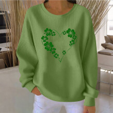 Women's St Patrick's Day long sleeve top ribbed knit round