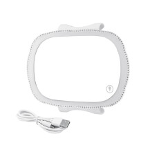 Universal Car Cosmetic Mirror Rechargeable Cosmetic Mirror with Led Light Rear View Mirror Clip Car Visor Mirror Touch Screen Vanity Mirror White