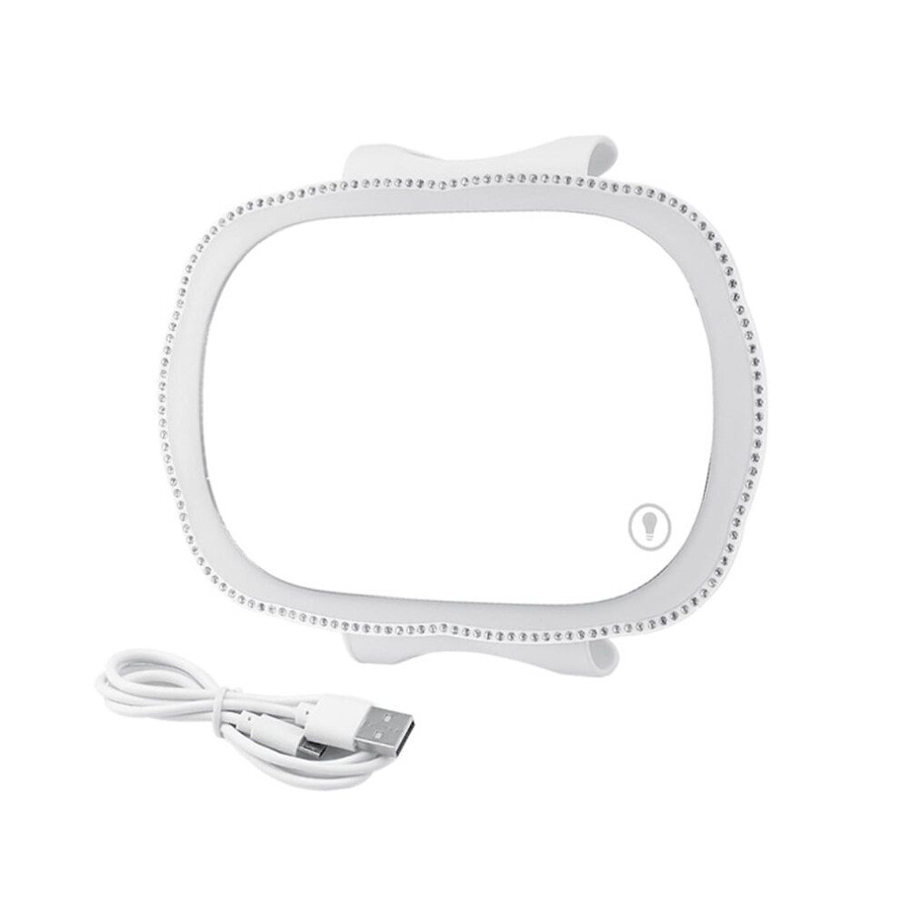 Universal Car Cosmetic Mirror Rechargeable Cosmetic Mirror With Led Rear View Mirror Clip Car Visor Mirror Touch Screen Vanity Mirror Light/White 9101399546399