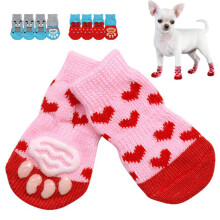 Non-Slip Dog Socks Knitted Pet Puppy Shoes Paw Print for Small Medium Large Dogs