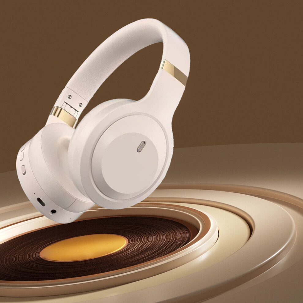 Aurorax Over-Ear Headphones, Wireless Bluetooth Anc Gaming Headset With Mic, Foldable & Comfort Fit – (Compatible With Ios/Android) Beige 9101399547181