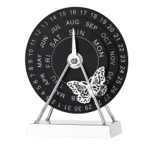 Vintage Iron Perpetual Desk Calendar - Rotating Date, Compact 5.12x2.17x6.3, Durable Wrought Iron, Classic Black, Gift for Professionals