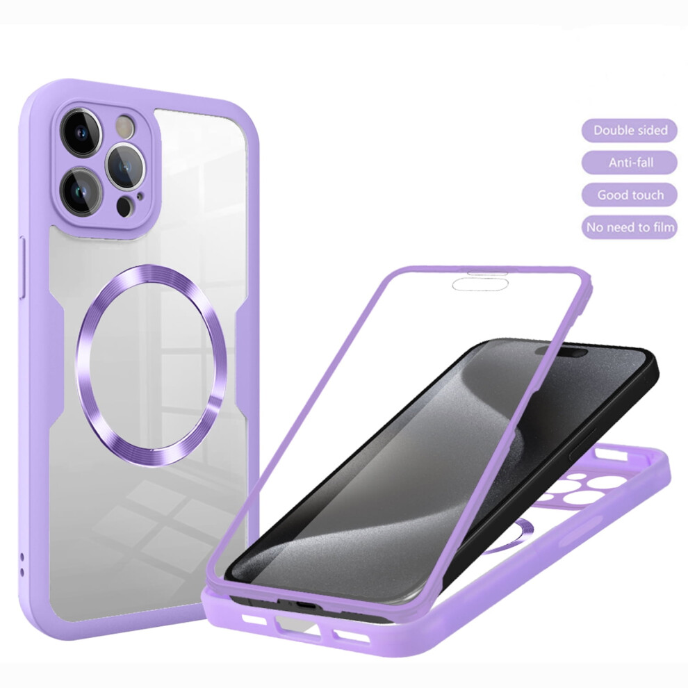 Compatible With Iphone 12 Case Â Magsafe-Compatible, 360 Shockproof Dual-Layer Clear Cover With Built-In Screen Protector, Purple 9362892499951