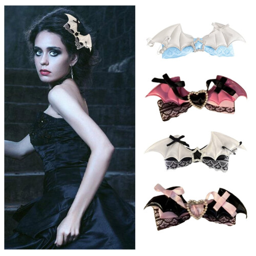 COMEET κλιπ μαλλιών για πάρτι, κλιπ μαλλιών Cosplay Novelty Bat Wing Lace Bows Κλιπ μαλλιών για 1