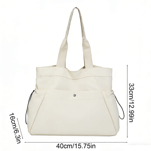 Women's Nylon Drawstring Tote Bag with Multiple Pockets - 2