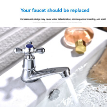 Alloy 96 Wheel Single Cold Basin Faucet with Cross Handle – Compatible with Standard Countertop Mount