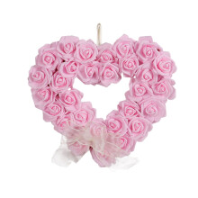 Herzförmiger Valentinstagskranz – 35 cm künstliche weiße und rosa Rosen für die Haustür, Hochzeit, Jahrestag, als Dekoration und Geschenk