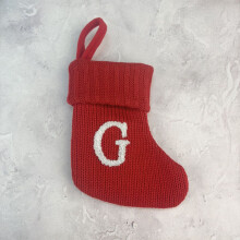 Personalized Woolen Letter Christmas Stocking Ornament, 7.1in Red – Compatible with Fireplace Mantel Hanging & Holiday Decor