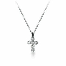Halskette mit kleinem Kreuzanhänger aus Sterlingsilber mit Zirkonia-Fassung A2728-Silber
