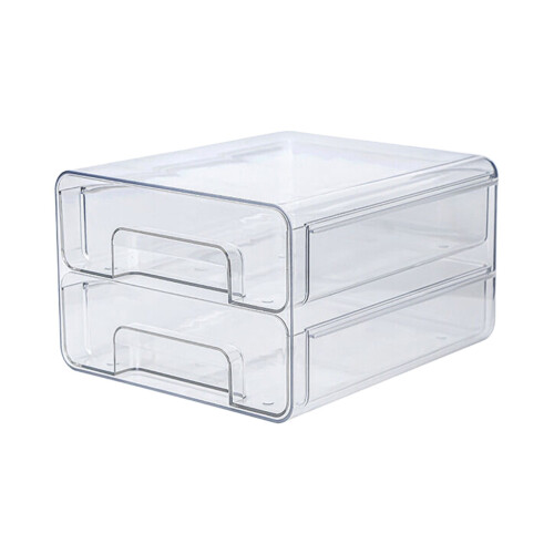 Stackable Fridge Organizer Drawers with Lids & Drain Tray – Compatible with C-Size Refrigerators