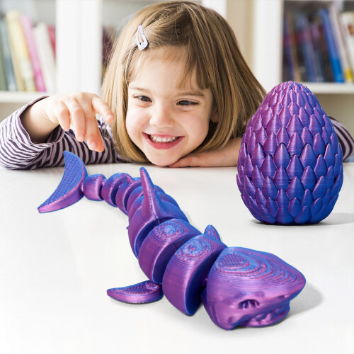 3D Printed Shark with Egg, Mini 3D Printed Animals, 3D Dragon Eggs with Shark,Mini Prefilled Eggs 1