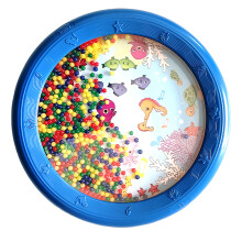 Ocean Drum da 8 pollici con motivo di pesci e cavalli blu, con suono delicato dell'acqua, per bambini e adulti