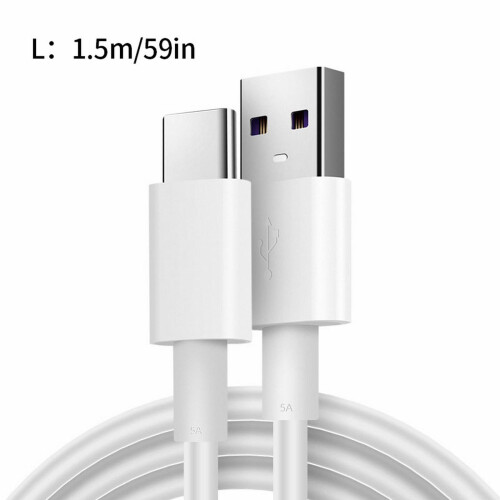 Câble de charge rapide 5 A pour smartphone USB-C, 1,5 m (4,92 pi), blanc. 1