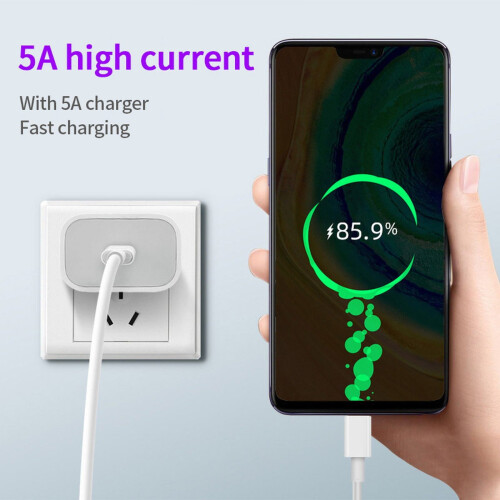 Câble de charge rapide 5 A pour smartphone USB-C, 1,5 m (4,92 pi), blanc. 2