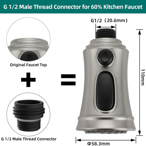 Kitchen Faucet Head Replacemet, Pull Down Sink Faucet Head Replacment, 3 Function Sink Faucet Sprayer Head 2