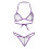 Ensemble soutien-gorge et robe grande taille + string transparent violet L 3
