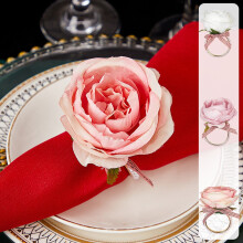 Valentine's Day Napkin Rings, Rose Design Napkin Ring for Holiday, Valentines, Christmas Party Napkin Holder