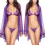 Ensemble soutien-gorge et robe grande taille + string transparent violet L 5