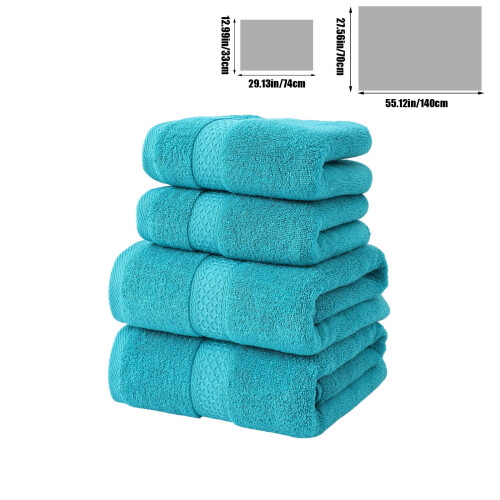 Cotton Bath Towel Set 4-Piece Sky Blue 2