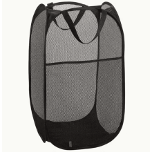 Collapsible Mesh Pop-Up Hamper with Wide Opening & Side Pocket – Breathable, Sturdy, Foldable, Space-Saving for Clothes