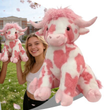 Pink Highland Cow Plush Toy Soft Stuffed Animal 12 inches